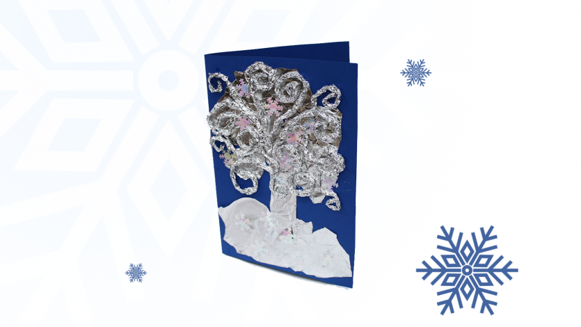 Κάρτα χιονισμένο δέντρο