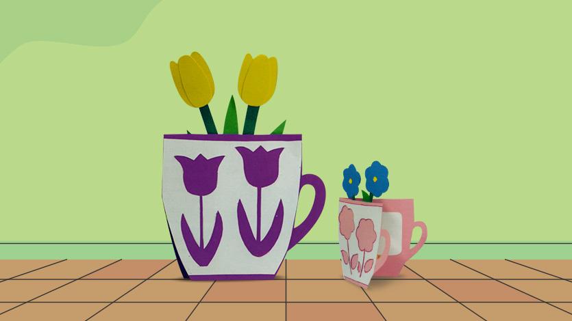 Κάρτα φλυτζάνι με λουλούδια  για τη γιορτή της μητέρας